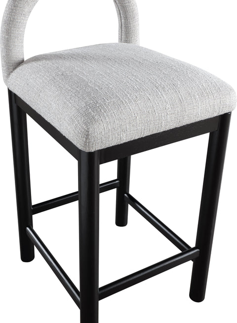 Greer Grey Linen Textured Fabric Upholstered Counter Stool, 1 Piece