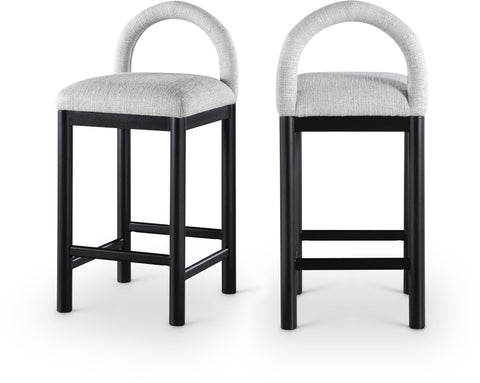 Greer Grey Linen Textured Fabric Upholstered Counter Stool, 1 Piece