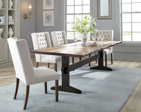 Salem 5-piece Rectangular Live Edge Dining Table Set HoneyNatural Honey