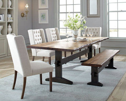 Salem 6-piece Rectangular Live Edge Dining Table Set HoneyNatural Honey