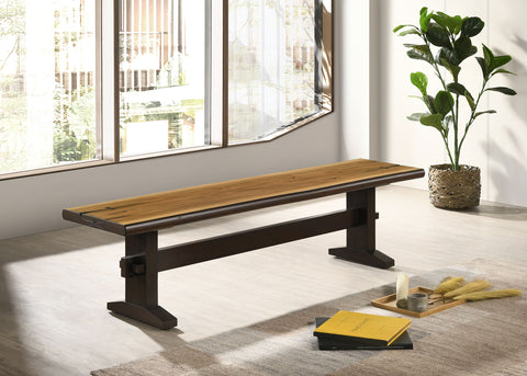Salem Wood Dining Bench Natural Honey and Smokey BlackNatural Honey