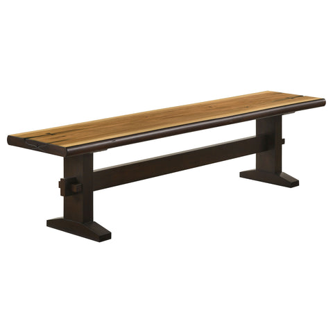 Salem Wood Dining Bench Natural Honey and Smokey BlackNatural Honey