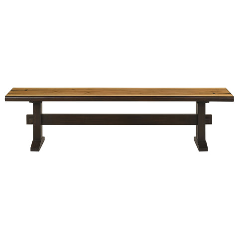 Salem Wood Dining Bench Natural Honey and Smokey BlackNatural Honey