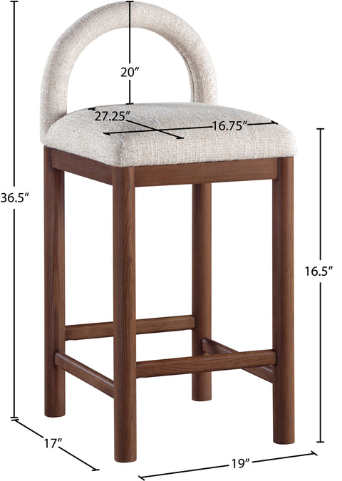 Greer Beige Linen Textured Fabric Upholstered Counter Stool , 1 Piece (Style 2)
