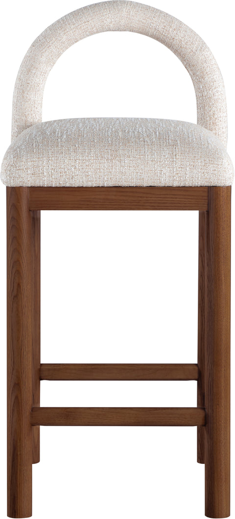 Greer Beige Linen Textured Fabric Upholstered Counter Stool , 1 Piece (Style 2)