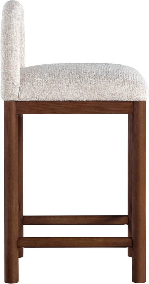 Greer Beige Linen Textured Fabric Upholstered Counter Stool , 1 Piece (Style 2)