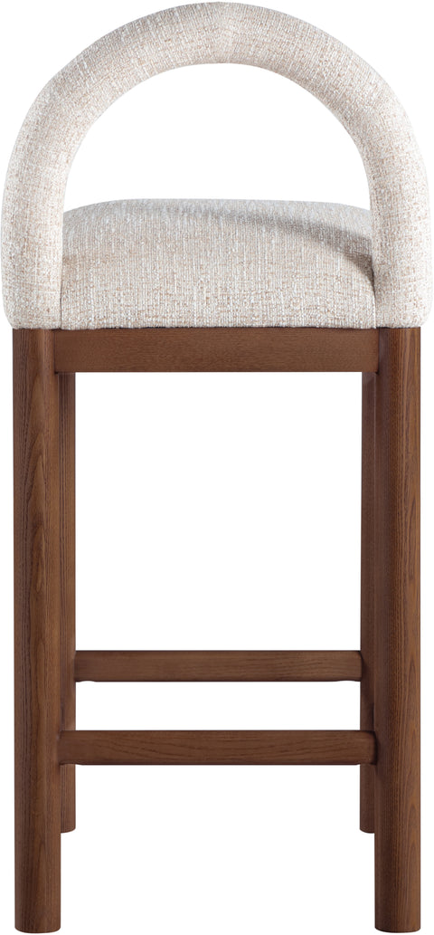 Greer Beige Linen Textured Fabric Upholstered Counter Stool , 1 Piece (Style 2)
