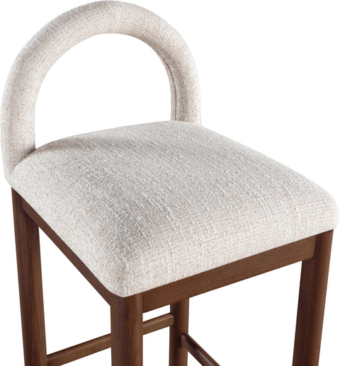 Greer Beige Linen Textured Fabric Upholstered Counter Stool , 1 Piece (Style 2)