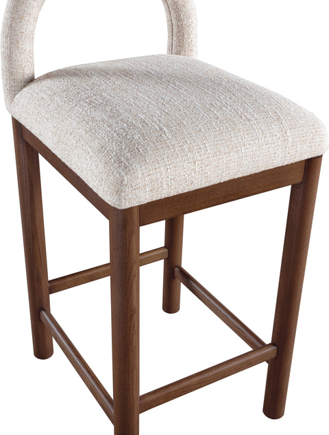 Greer Beige Linen Textured Fabric Upholstered Counter Stool , 1 Piece (Style 2)