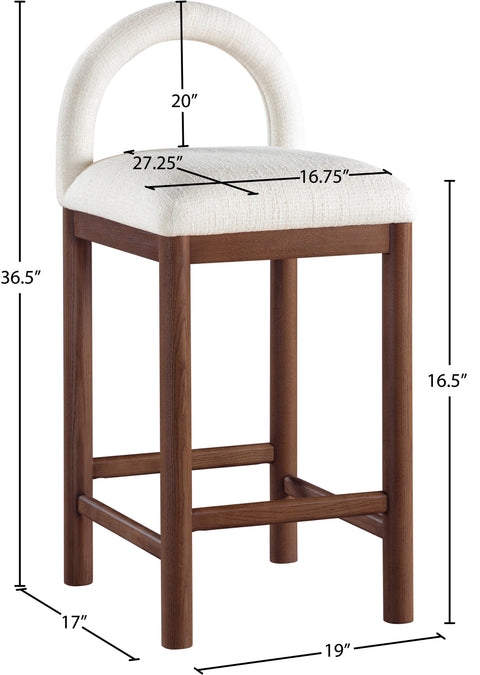 Greer Cream Linen Textured Fabric Upholstered Counter Stool , 1 Piece (Style 3)