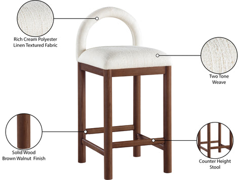 Greer Cream Linen Textured Fabric Upholstered Counter Stool , 1 Piece (Style 3)