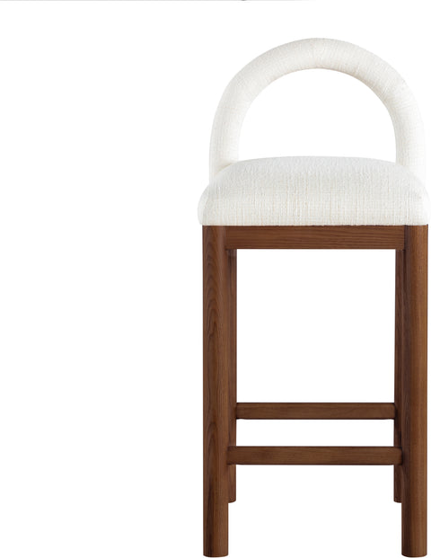 Greer Cream Linen Textured Fabric Upholstered Counter Stool , 1 Piece (Style 3)