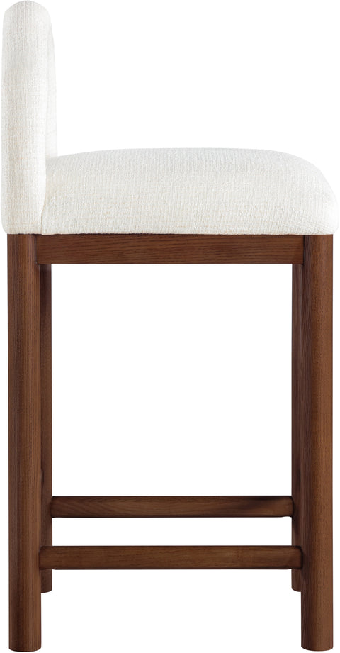 Greer Cream Linen Textured Fabric Upholstered Counter Stool , 1 Piece (Style 3)