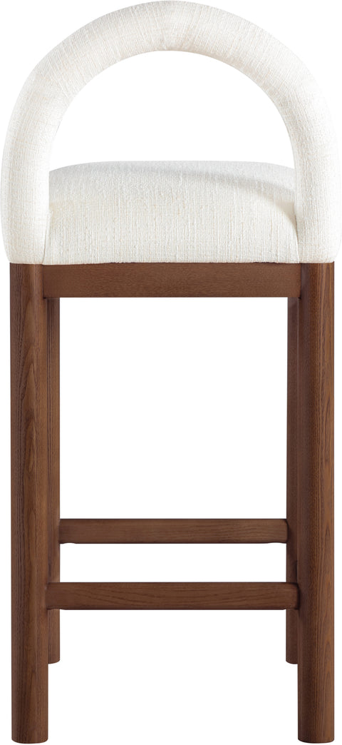 Greer Cream Linen Textured Fabric Upholstered Counter Stool , 1 Piece (Style 3)