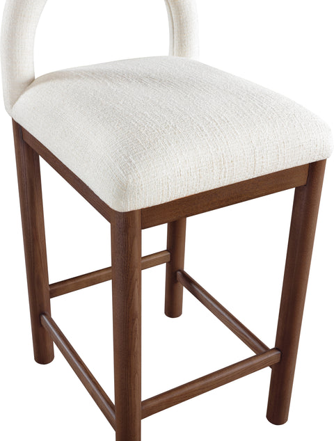 Greer Cream Linen Textured Fabric Upholstered Counter Stool , 1 Piece (Style 3)