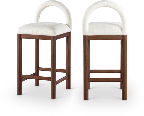 Greer Cream Linen Textured Fabric Upholstered Counter Stool , 1 Piece (Style 3)