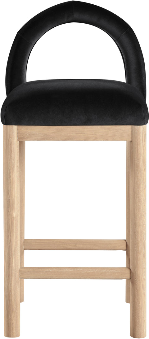 Greer Black Velvet Upholstered Counter Stool , 1 Piece (Style 1)