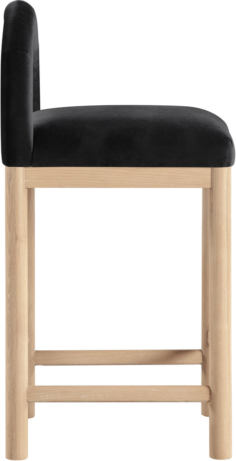 Greer Black Velvet Upholstered Counter Stool , 1 Piece (Style 1)
