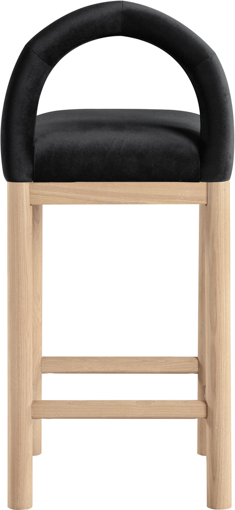 Greer Black Velvet Upholstered Counter Stool , 1 Piece (Style 1)