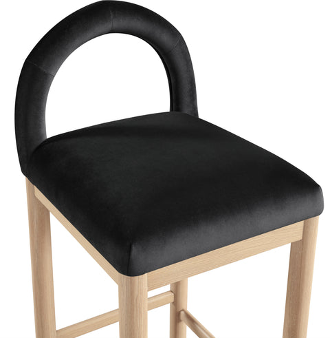 Greer Black Velvet Upholstered Counter Stool , 1 Piece (Style 1)