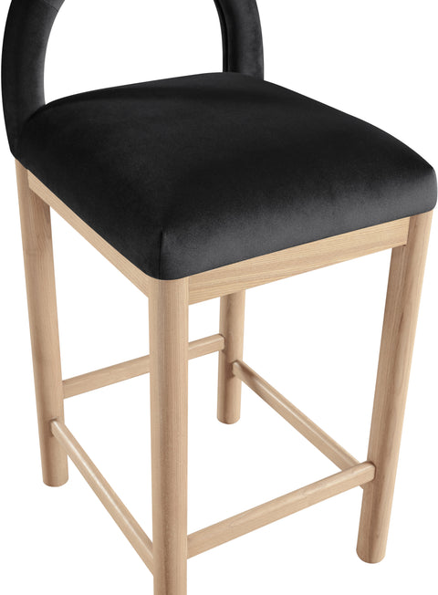 Greer Black Velvet Upholstered Counter Stool , 1 Piece (Style 1)
