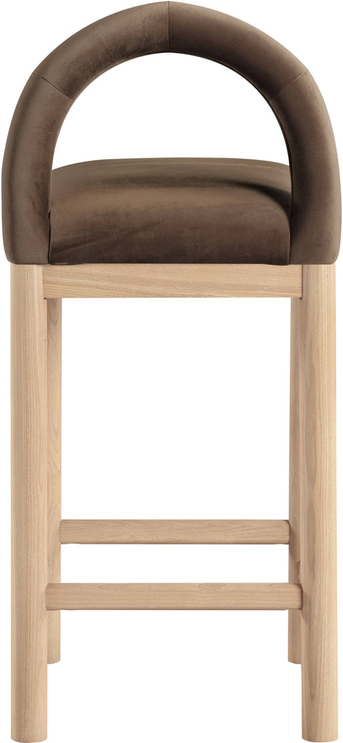 Greer Brown Velvet Upholstered Counter Stool, 1 Piece