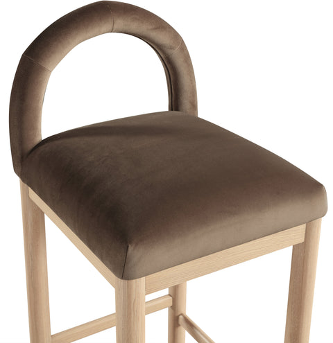 Greer Brown Velvet Upholstered Counter Stool, 1 Piece
