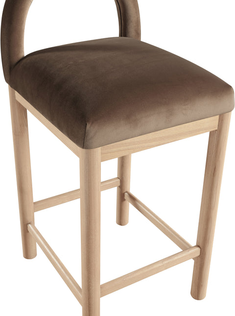 Greer Brown Velvet Upholstered Counter Stool, 1 Piece