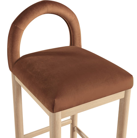 Greer Cognac Velvet Upholstered Counter Stool , 1 Piece (Style 1)