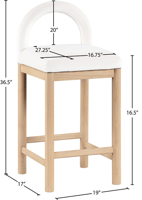 Greer Cream Velvet Upholstered Counter Stool , 1 Piece (Style 1)