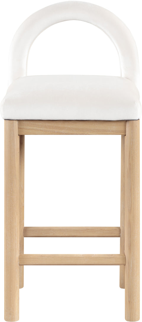 Greer Cream Velvet Upholstered Counter Stool , 1 Piece (Style 1)