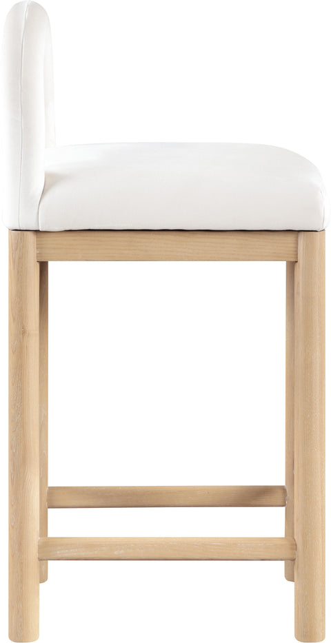 Greer Cream Velvet Upholstered Counter Stool , 1 Piece (Style 1)