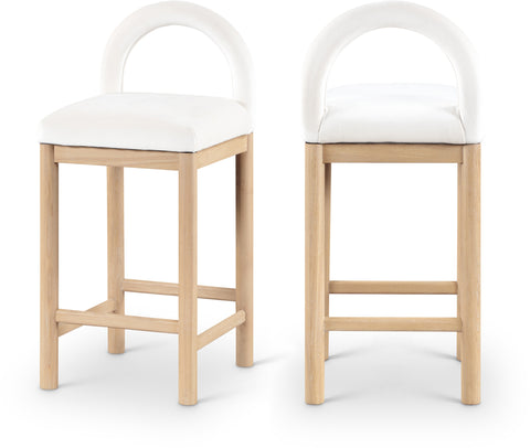 Greer Cream Velvet Upholstered Counter Stool , 1 Piece (Style 1)