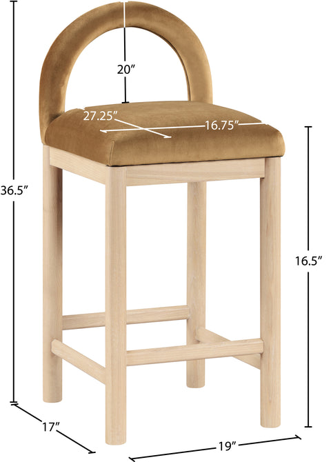 Greer Saddle Velvet Upholstered Counter Stool , 1 Piece (Style 1)