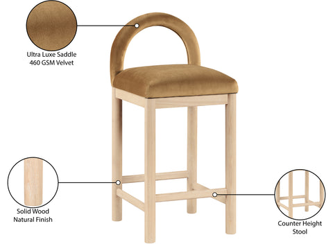 Greer Saddle Velvet Upholstered Counter Stool , 1 Piece (Style 1)