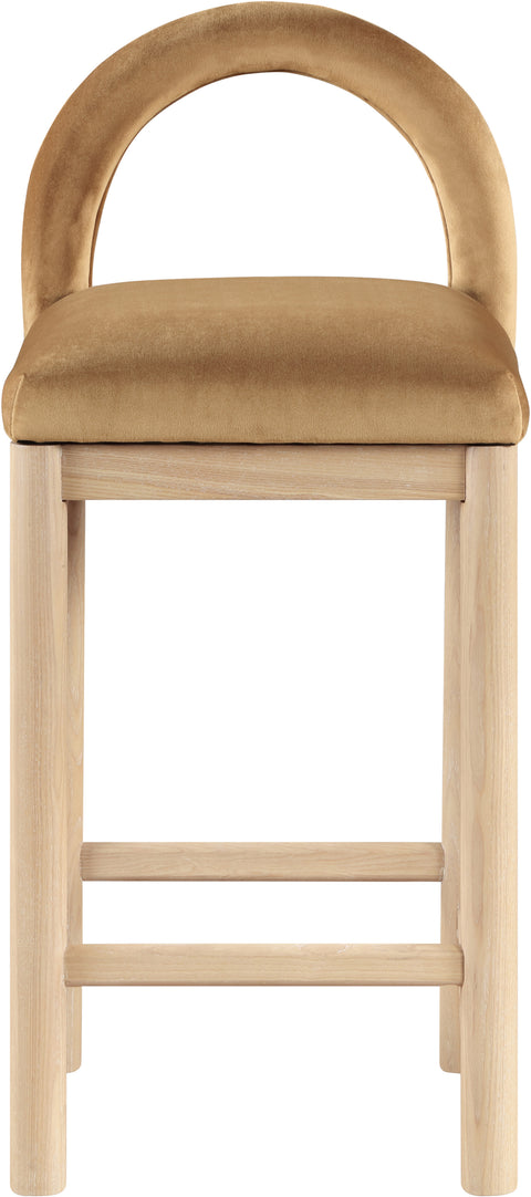 Greer Saddle Velvet Upholstered Counter Stool , 1 Piece (Style 1)