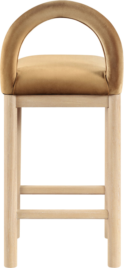 Greer Saddle Velvet Upholstered Counter Stool , 1 Piece (Style 1)