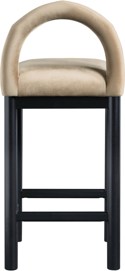 Greer Beige Velvet Upholstered Counter Stool , 1 Piece (Style 1)