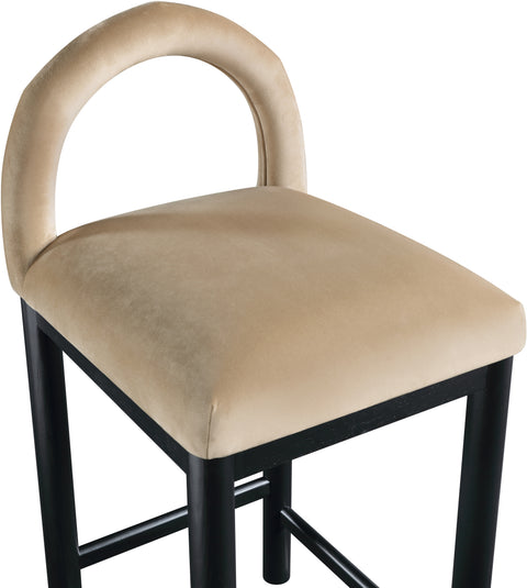 Greer Beige Velvet Upholstered Counter Stool , 1 Piece (Style 1)