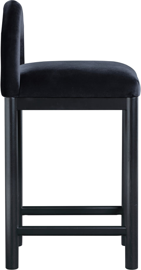Greer Black Velvet Upholstered Counter Stool , 1 Piece (Style 2)