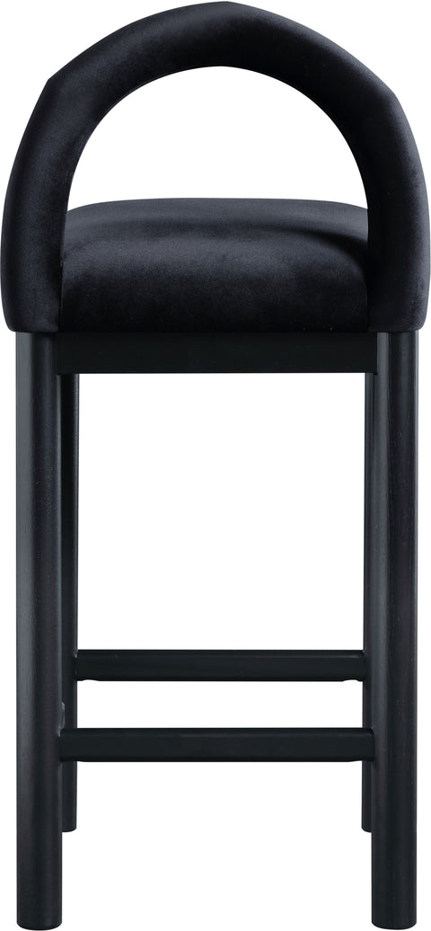Greer Black Velvet Upholstered Counter Stool , 1 Piece (Style 2)
