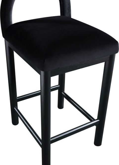Greer Black Velvet Upholstered Counter Stool , 1 Piece (Style 2)