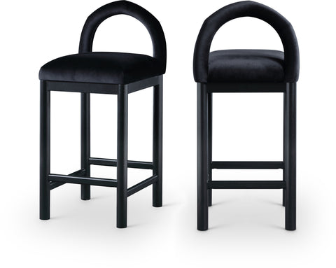 Greer Black Velvet Upholstered Counter Stool , 1 Piece (Style 2)