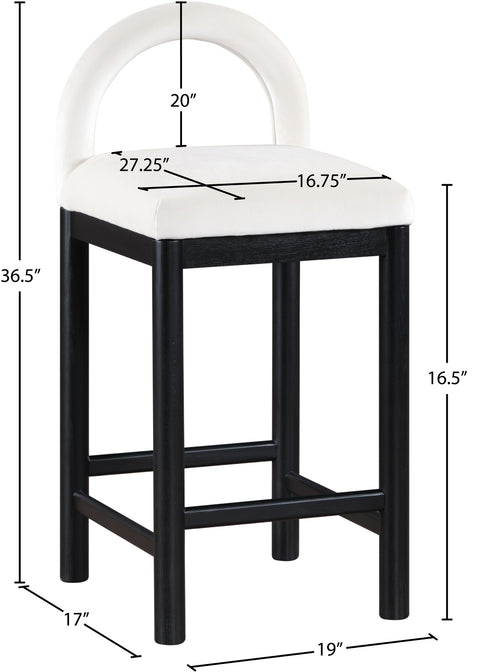 Greer Cream Velvet Upholstered Counter Stool , 1 Piece (Style 2)