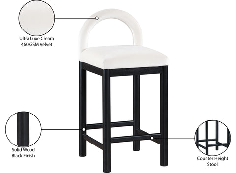 Greer Cream Velvet Upholstered Counter Stool , 1 Piece (Style 2)