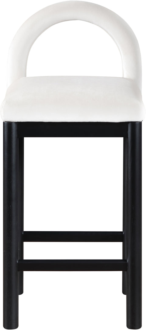Greer Cream Velvet Upholstered Counter Stool , 1 Piece (Style 2)