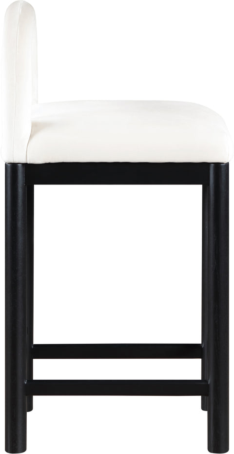 Greer Cream Velvet Upholstered Counter Stool , 1 Piece (Style 2)