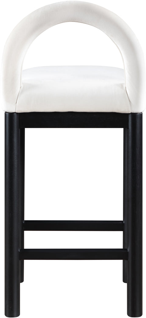 Greer Cream Velvet Upholstered Counter Stool , 1 Piece (Style 2)