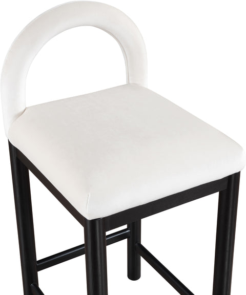 Greer Cream Velvet Upholstered Counter Stool , 1 Piece (Style 2)