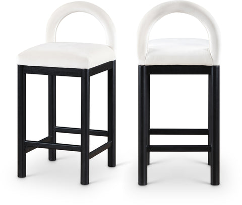 Greer Cream Velvet Upholstered Counter Stool , 1 Piece (Style 2)